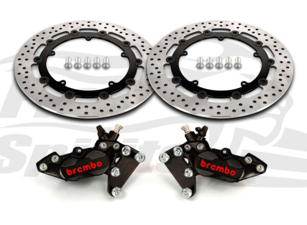 Harley Davidson Touring 07-09, Dyna 06-17 & V-Rod 02-10 - Bolt-in kit with 4p. (Black) calipers & (Black) rotors 320 mm