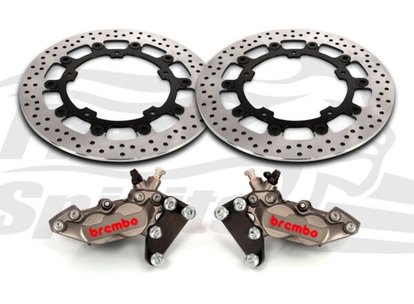 Harley Davidson Touring 2014 up - Bolt-in kit with 4p. (Titanium) calipers & (Black) rotors 320 mm