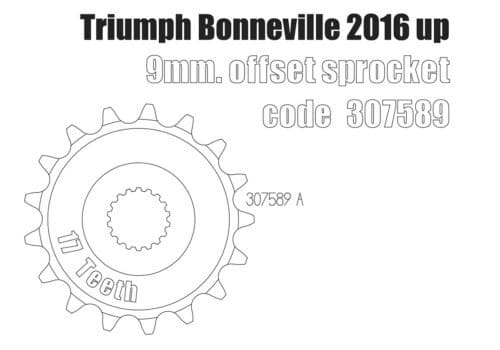 Pignone con offset 9 mm per Triumph Bonneville dal 2016