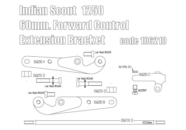 Kit staffe avanzamento 60mm pedane Indian Scout 1250 - immagine 4